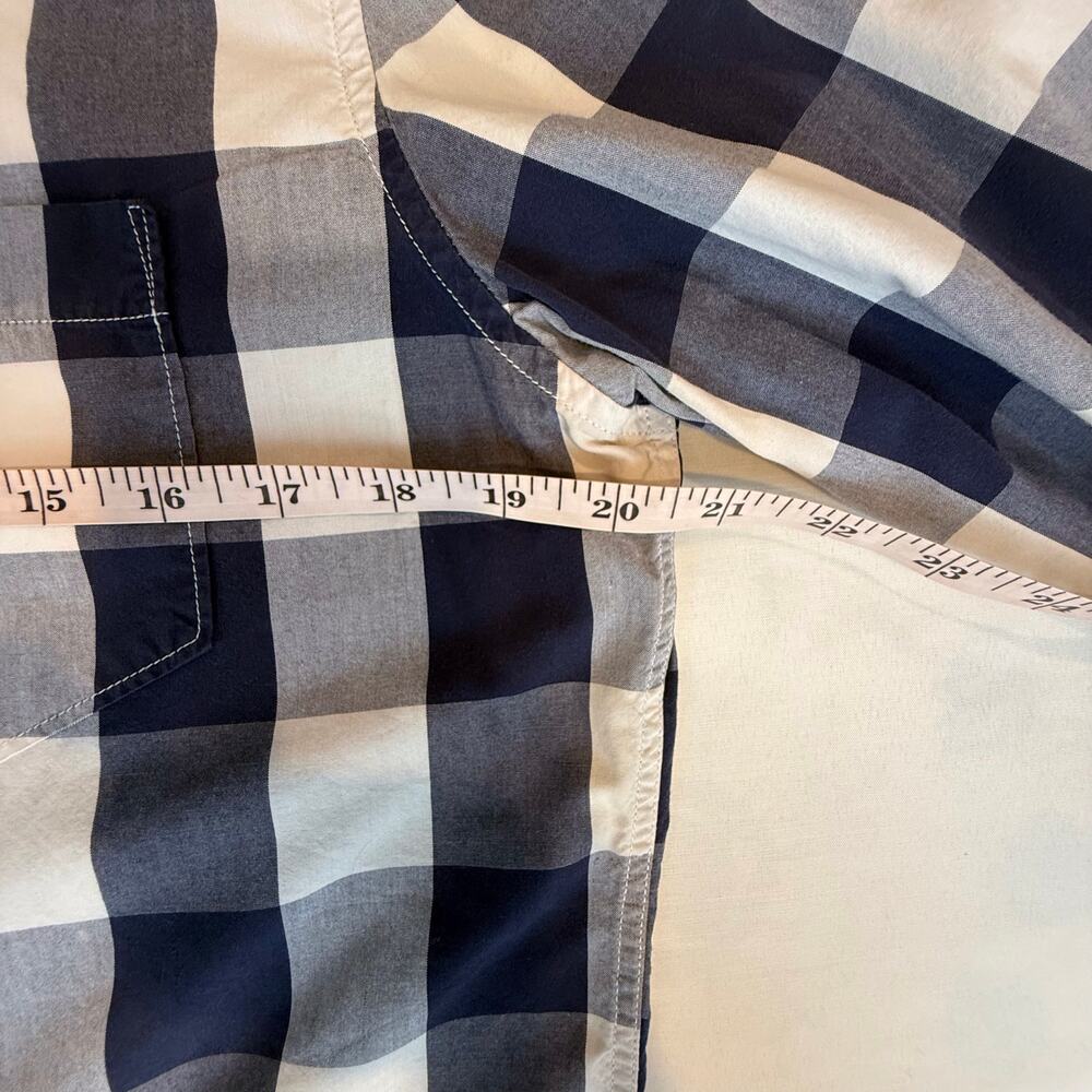 Men's American Eagle Vintage Fit Blue White Buffalo Plaid Shirt Long Sleeve - Picture 12 of 16
